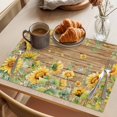 thumbnail image 3 of Summer Floral Placemats Set of 12, Watercolor Sunflower Eucalyptus Leaves Wood Grain Non-Slip Place Mats Washable Table Mats for Kitchen Dining Table Decorations Indoor/Outdoor, 3 of 9