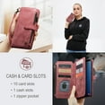 thumbnail image 4 of Wallet Case Compatible with Samsung Galaxy S9 Plus, Multifunctional Magnetic Closure Folio Case, [RFID Blocking] Durable PU Leather Flip Lanyard Strap Wristlet Zipper Card Holder Phone Case, Red, 4 of 10