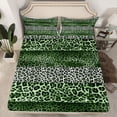 thumbnail image 2 of Castle Fairy Green Leopard Print Queen Sheet Sets,Animal Print Patchwork Bed Set, 2 of 7