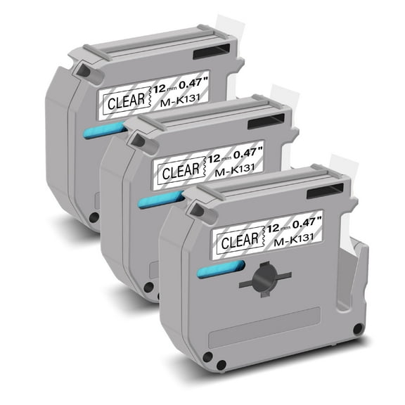 GREENCYCLE 3PK Compatible for Brother P-touch M Tape MK131 M-K131 M131 12mm 0.47" Black on Clear for Brother PT-100 PT-M95 PT-90 PT-70 PT-65 PT-85 Label Maker Refills