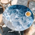 thumbnail image 3 of Beach Wave Modern Art Round Fitted Table Cover Watercolor Blue Ocean Waterproof Table Cloth with Elastic Edge Wipeable Tablecloth for Picnic Camping Party Fits 55"-60" Diameter, 3 of 8