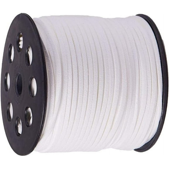 1 Roll Faux Suede Cord Faux Suede Lace White 2.7x1.4mm about 98.42 yards(90m)/roll