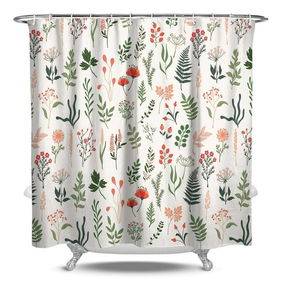 Boho Style Shower Curtain Fresh Garden Floral Vintage Retro Shower Curtain for Bathroom Home Decor Bathtubs Waterproof Fabric Curtain with 12 Hooks 84x72in