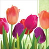 Club Pack of 192 Spring In Bloom Mother's Day Green & Pink Tulip 2-Ply Lunch Napkins 6.5"