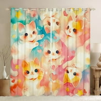 Erosebridal Cartoon Cat Curtains for Living Room,Love Heart 30%-50% Blackout Curtains Set of 2 (38x45),Cute Decoration