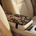 thumbnail image 3 of Xoenoiee Highland Cattle Sunflower Daisy Print PU Leather Car Accessories Automotive Seat Covers Full Set of 5 Seat Protectors with Seat Belt Pads, Car Armrest Cover for SUV Van, 3 of 7
