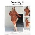 thumbnail image 7 of SLADYGLO Women Button Down Long Sleeve Satin Romper Dress With Shorts, 7 of 7