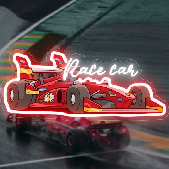 UPONRAY Racing Car Custom Neon Signs, Usb Powered with Adjustable Brightness Wall Decor for Gifts, Cool White, 20 inch