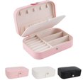 thumbnail image 1 of HLONK Jewelry Box  Small Portable Travel Case  2 Layers Organizer Display Storage Holder Box for Rings  Earrings  Necklaces  Bracelets (White), 1 of 7
