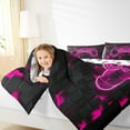 thumbnail image 4 of jejeloiu Cartoon Gamepard Full Size Comforter Sets,Geometric Checkered Pattern Bedding Comforter Set,Pink Black Bedding Sets For Boys Kids,Luxury Bedroom Decor Reversible,3pcs, 4 of 8