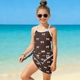 thumbnail image 2 of NIEWTR Girls Swimsuit Set Comfortable Soft Breathable And Stylish With Bow Print Swimwear Beach Bathing Suit for Summer Vacation 9-10 Years Coffee, 2 of 7