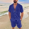 thumbnail image 2 of Baqcunre Track Suits For Men Set Men Spring Summer 2 Pieces Beach Short Sleeve Shirts & Shorts Pants Sets With Pockets Hawaiian Shirt For Men Tops For Men Navy M, 2 of 9