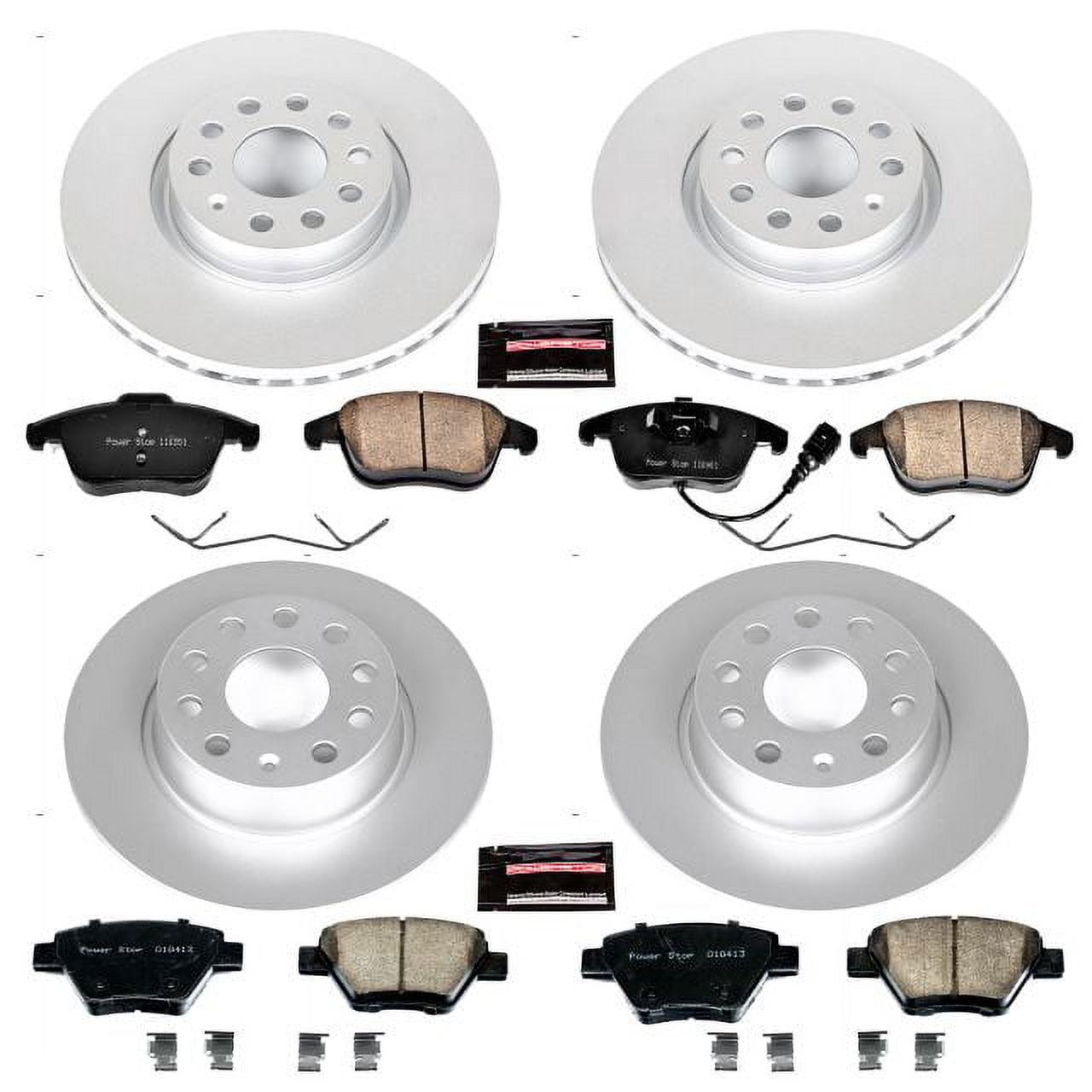 PowerStop Front and Rear Geomet Coated Brake Rotor and Pad Kit Fits: VOLKSWAGEN Select Models CRK5803