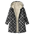 thumbnail image 4 of ClodeEU Women's Long Sleeve Hooded Plaid Print Jacket,Zip Fleece Lined Top Coat,Casual Jacket with Pockets Dark Gray,Womens Plus M, 4 of 5