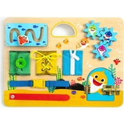 Pidoko Kids Baby Shark Montessori Busy Board - Wooden Sensory Toys for Toddlers - Preschool Learning and Educational Toys for 3+