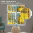 thumbnail image 6 of Teal Gray Yellow Painting Kitchen Window Curtains Valance and Tier Set 36 Inch Contemporary Beige Abstract Rod Pocket Short Tier Curtain, Modern Small Drapes for Kitchen Decor, 6 of 6