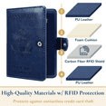 thumbnail image 2 of ComfiTime Passport Holder – RFID Blocking Passport Wallet for Cash, Travel Wallet Passport Cover with Vaccine Card Holder for Men/Women, Waterproof PU Leather Passport Case, Navy Blue, 2 of 11