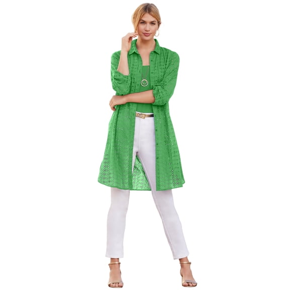 Jessica London Women's Plus Size Eyelet Mega Tunic