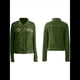 thumbnail image 3 of Chaqueta de Terciopelo de Larga de Color Liso para Mujer, Abrigo Corto Informal con Hebilla y Bolsillos. Verde M, 3 of 5