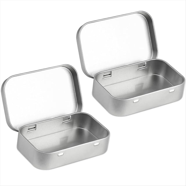 2 Piezas Caja de Almacenamiento PequeñA con Tapa Cajas de Hojalata PequeñAs Rectangulares Caja de Metal con Tapa Caja de Hojalata PequeñA para Almacenamiento en el Hogar Plata