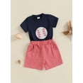 thumbnail image 5 of PaerPade Baby Toddler Boys Shorts Set, 6 12 18 24 Months 2T 3T Short Sleeve Embroidery Baseball T-shirt with Plaid Shorts Summer 2-piece Outfit, 5 of 9
