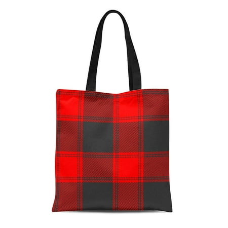 Reusable Flannel - KDAGR Canvas Tote Bag Check Red and Black Buffalo Plaid Pattern Checkered Flannel Durable Reusable Shopping Shoulder Grocery Bag