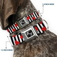 thumbnail image 2 of Buckle-Down Pet Collar, Dog Collar Metal Seatbelt Buckle, Hearts Scattered Stripe White Black Red, 13 to 17 Inches 1.5 Inch Wide, 2 of 8