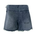 thumbnail image 5 of yueewhu Womens Denim Shorts Skorts Y2k Side Tie-up Bow High Waist Asymmetrical Frayed Hem Denim Shorts Wrap Jean Mini Skirt (Blue, XL), 5 of 5