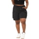 thumbnail image 2 of Women's Plus Size Short Drawstring Elastic Waist Above Knee with Pocket Summer Cargo Shorts Black 1X, 2 of 7