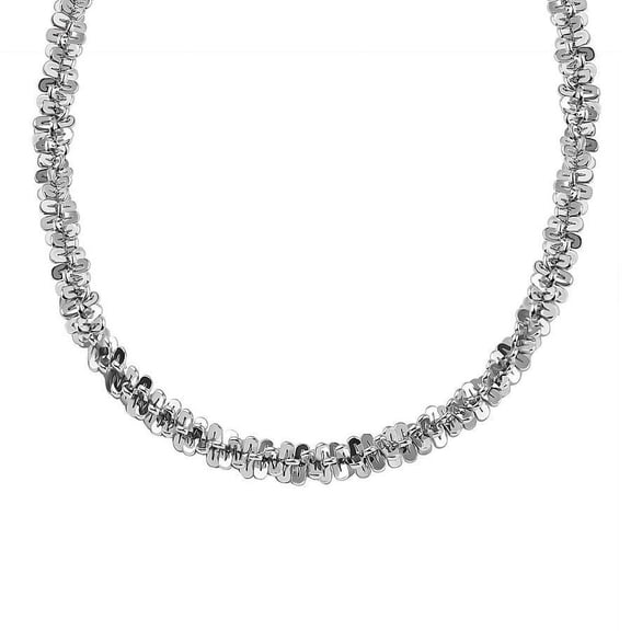 925 Sterling Silver Rhodium 2.00mm Twisted Rock Sparkle Glitter Chain