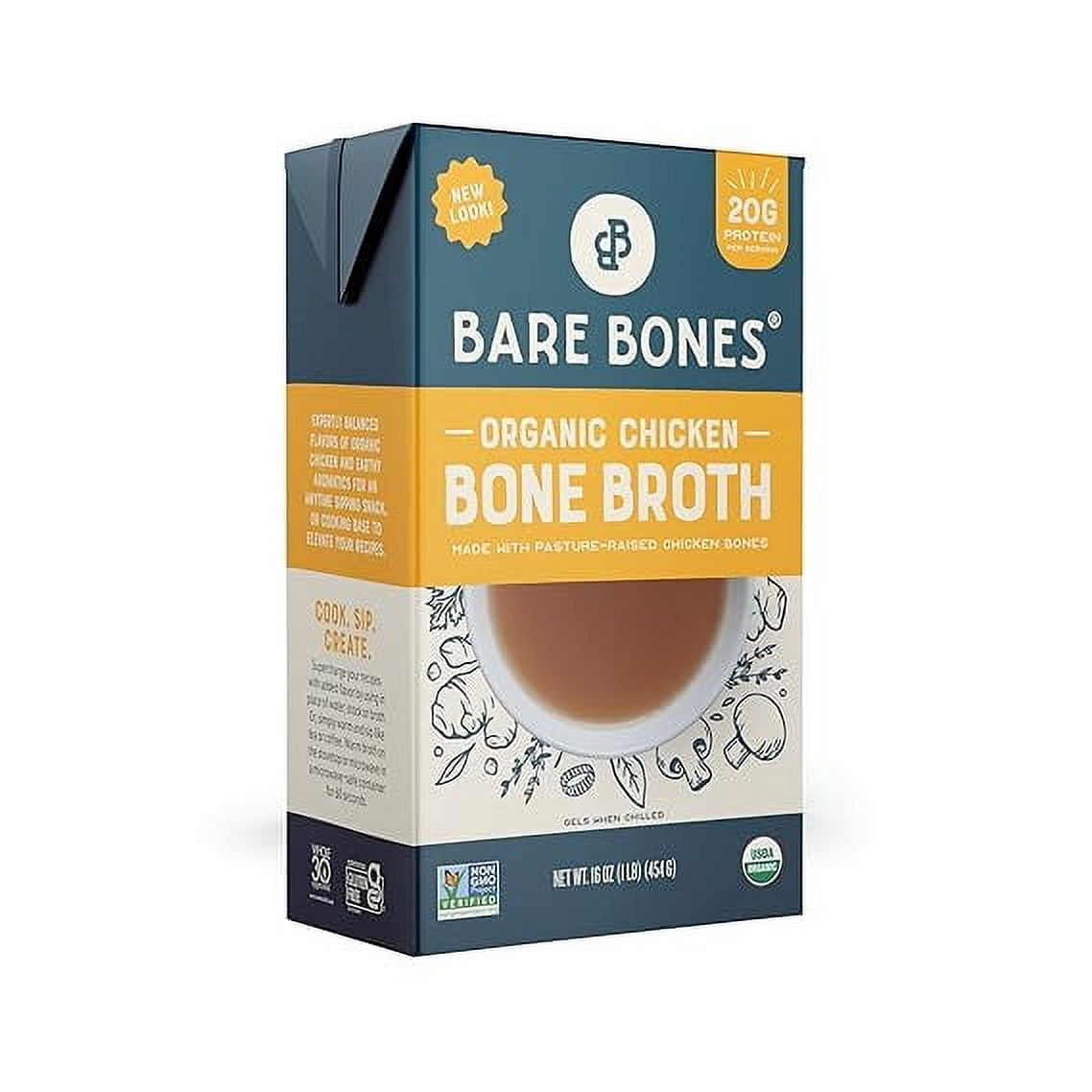 Bare Bones Bone Broth Organic Chicken -- 16 fl oz Pack of 3