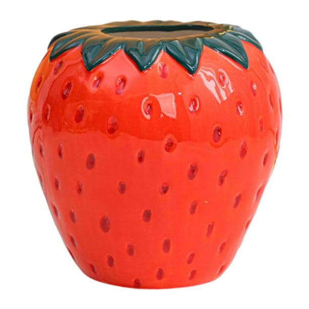 Jarrones de cerámica con forma de fresa, centro de mesa de arte moderno, arreglo floral M