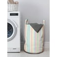 thumbnail image 3 of Abstract Laundry Bag, Gradient Vertical Stripes and Dots Arrangement Illustration in Pastel Tone Pattern, Basket with Handles Drawstring Closure for Laundromats, 13" x 19", Multicolor, by Ambesonne, 3 of 4