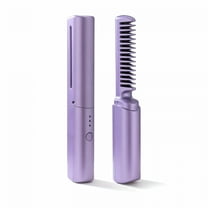RAGUPEL Rechargeable Mini Hair Straightener, Portable USB Cordless Flat Iron Hair Straightener Brush, On-The-Go Styling Hot Comb Hair Straightener Curler 2 In 1 With Negative Ion (Purple)