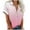 Pink, variant on Womens Short Sleeve Shirts V Neck Collared Button Down Shirt Tops with Pockets