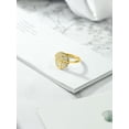 thumbnail image 4 of Gem Stone King 18K Yellow Gold Plated Silver White Zirconia Tree Of Life Ring for Women, 4 of 5