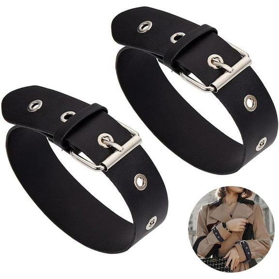 2 pc 2 Pcs Traditional Kilt Extender Straps PU Leather Cuff Belt Buckles 15.8x1.3 Inch Adjustable Armbands Non Slip Sleeve Holders for Shirt Coat Jacket Dress Bags DIY Craft