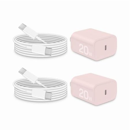 xixishop i Phone 17 16 15 Charger Fast Charging - 20W PD Fast Charger Block with 6Ft USB C Cable for i Phone 17/16/15 Series i Pad Pro/Air/Mini Galaxy S23 Pixel 8 & More (2-Pack) Pink
