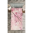 thumbnail image 3 of Ambesonne Pink Quilted Bedspread Set 2 Pcs, Tree Branch with Flowers, Twin Size, Pink Fuchsia, 3 of 3
