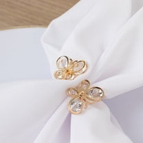 Balsa Circle 10 Gold Metal Butterfly Napkin Rings with Crystal Diamond Accents Wedding Party Catering Fine Dining Tableware Supplies