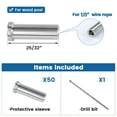 thumbnail image 2 of 50 Pack T316 Stainless Steel Protective Sleeves Cable Railing Kit Cable Railing Hardware for Wood Posts for 1/8" Stainless Steel Cable Wire Rope Deck Cable Railing CR13, 2 of 5