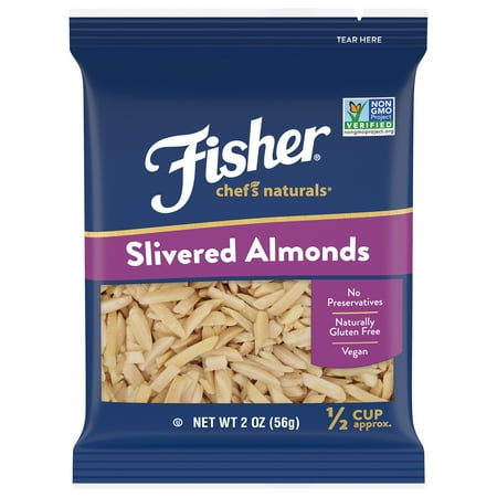 Fisher Chef's Naturals Gluten Free, No Preservatives, Non-GMO Slivered Almonds, 2 oz Bag