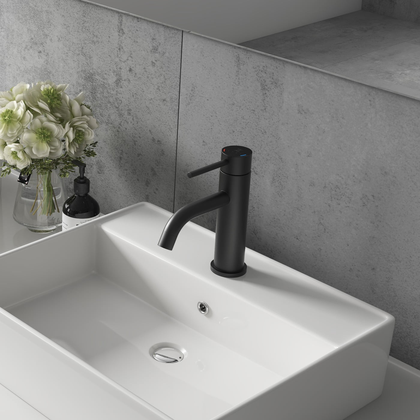 YZZY Brass Bathroom Faucet Black Single Hole Vanity Sink Faucet Modern Single Lever Handle Bathroom Basin Faucet