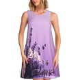 thumbnail image 1 of Easygdp Lavender Roses Arrangement para Vestido Transpirable de Mujer, Vestido Suelto de Manga Corta con Pliegues y Bolsillos para el Verano, 1 of 7
