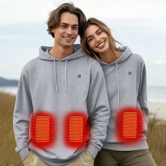 Turilly Unisex 5 Heated Hoodie Usb Rechargeable Thermal Sweatshirt Washable Hooded Sweatshirt For Men And Women