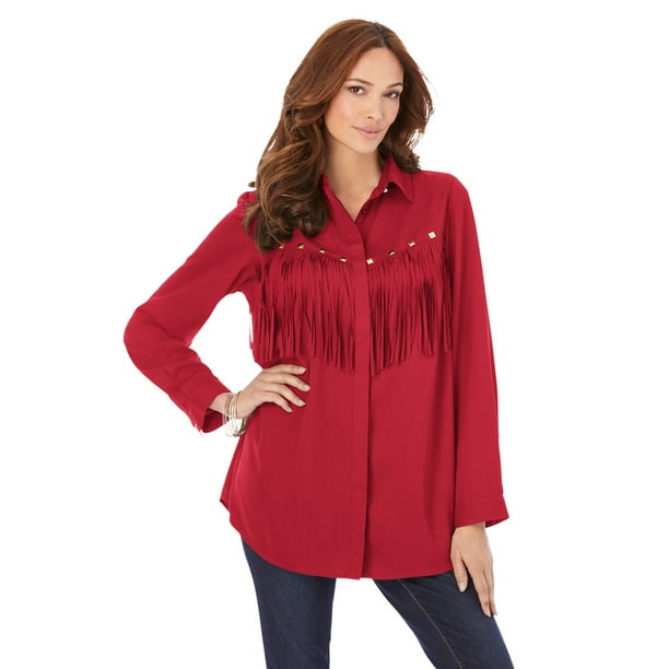 fringe plus size tops