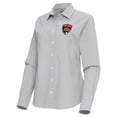 thumbnail image 2 of Women's Antigua Gray Florida Panthers Porter Woven Tri-Blend Long Sleeve Button-Up Shirt, 2 of 3