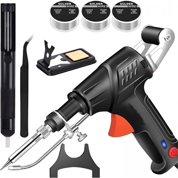 ZEPARO 5-Piece Welder Set,Versatile Welding Gun,Internally Heated Industrial Laser Welding Tools,Comes with 3 Rolls of Spare Tin Wire (Black)