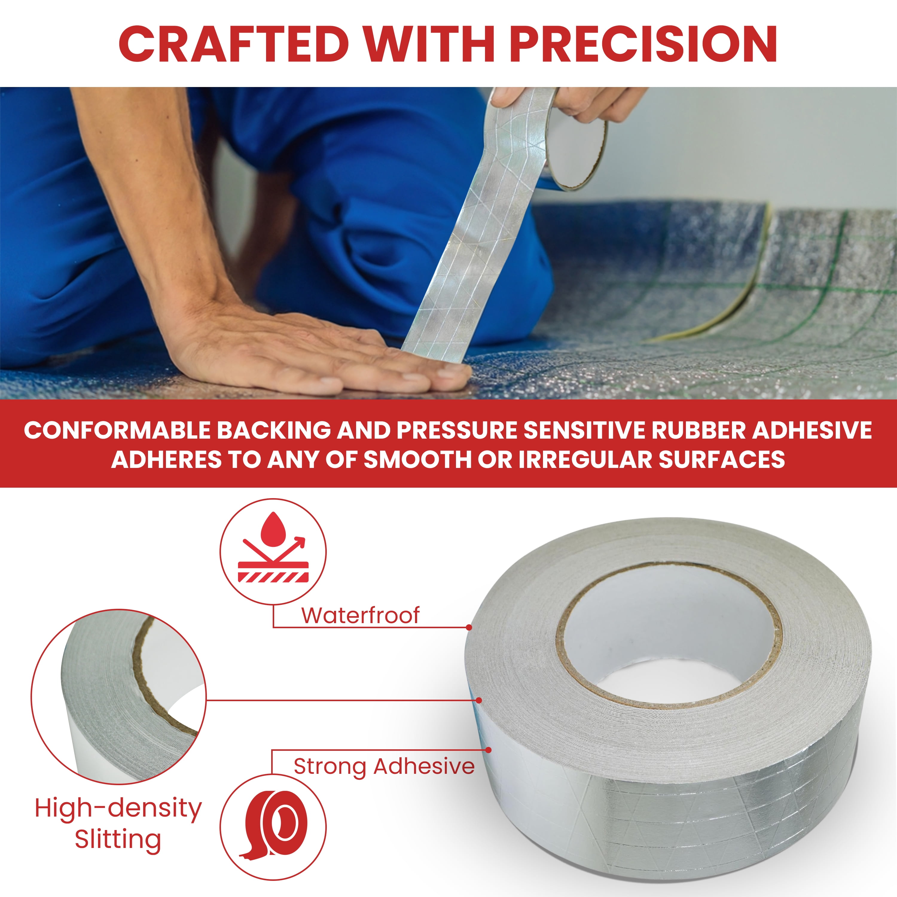 T.R.U. FSK-R Aluminum Foil/Scrim/Kraft Jacketing Insulate Tape with Rubber Adhesive. 50 Yards. (4" (96mm)