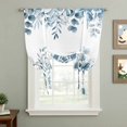thumbnail image 2 of Blue Eucalyptus Leaves Balloon Curtains for Living Room/French Door, Watercolor Spring Summer Botanical Tie Up Curtains 63 Inch Length Energy Saving Kitchen Curtains Shades for Windows 42"x63", 2 of 8